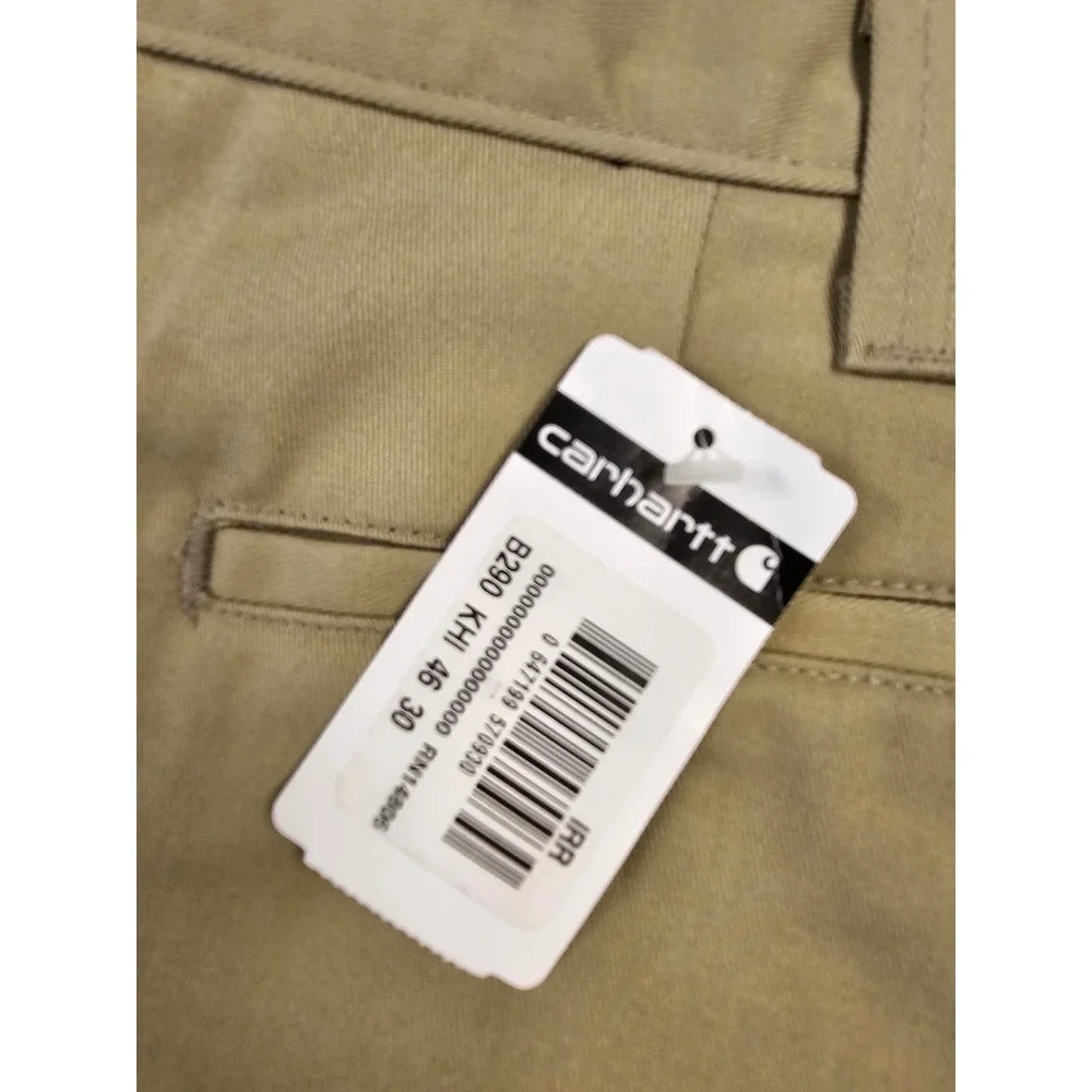 Carhartt B290 KHI Mens‎ Khaki Twill Work Pants Relaxed Fit 46x30 NWT IRR